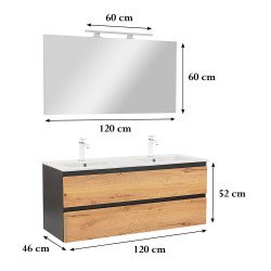 Vario Forte 120 komplett fürdõszoba bútor antracit-tölgy Komplett fürdöszoba butor