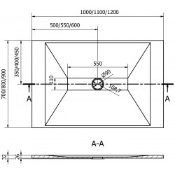 Mexen Toro   SMC zuhanytálca  110 x 70 cm, fehér  - 43107011 Kompozit zuhanytálca Kompozit zuhanytálca