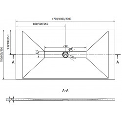 Mexen Toro   SMC zuhanytálca  180 x 90 cm,  fekete  - 43709018 Kompozit zuhanytálca Kompozit zuhanytálca