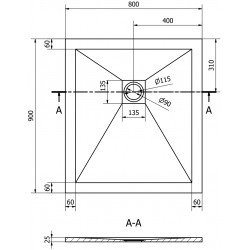 Mexen Stone+   SMC zuhanytálca 90 x 80 cm, szürke-beton - 44618090 Kompozit zuhanytálca Kompozit zuhanytálca