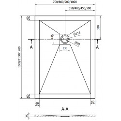Mexen Stone+   SMC zuhanytálca 120 x 80 cm, szürke-beton - 44618012 Kompozit zuhanytálca Kompozit zuhanytálca