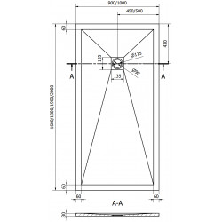 Mexen Stone+   SMC zuhanytálca 160 x 90 cm, szürke-beton - 44619016 Kompozit zuhanytálca Kompozit zuhanytálca