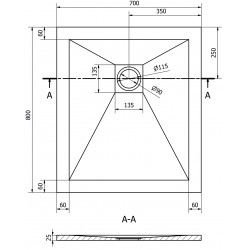 Mexen Stone+   SMC zuhanytálca 80 x 70 cm,  antracit - 44717080 Kompozit zuhanytálca Kompozit zuhanytálca
