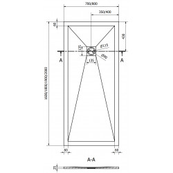 Mexen Stone+   SMC zuhanytálca 180 x 70 cm,  antracit - 44717018 Kompozit zuhanytálca Kompozit zuhanytálca