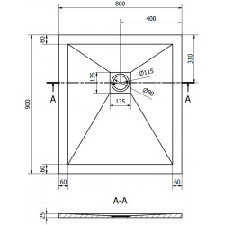 Mexen Stone+   SMC zuhanytálca 90 x 80 cm,  antracit - 44718090 Kompozit zuhanytálca Kompozit zuhanytálca