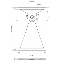Mexen Stone+   SMC zuhanytálca 140 x 90 cm,  antracit - 44719014 Kompozit zuhanytálca Kompozit zuhanytálca