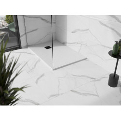 Mexen Stone+   SMC zuhanytálca 80 x 70 cm, fehér ,  takaró fekete - 44107080-B Kompozit zuhanytálca Kompozit zuhanytálca
