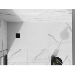 Mexen Stone+   SMC zuhanytálca 80 x 70 cm, fehér ,  takaró fekete - 44107080-B Kompozit zuhanytálca Kompozit zuhanytálca
