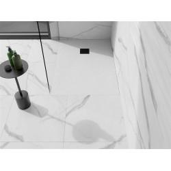 Mexen Stone+   SMC zuhanytálca 80 x 70 cm, fehér ,  takaró fekete - 44107080-B Kompozit zuhanytálca Kompozit zuhanytálca