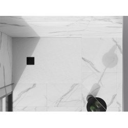 Mexen Stone+   SMC zuhanytálca 90 x 70 cm, fehér ,  takaró fekete - 44107090-B Kompozit zuhanytálca Kompozit zuhanytálca