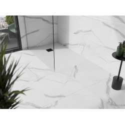 Mexen Stone+   SMC zuhanytálca 110 x 70 cm, fehér ,  takaró fekete - 44107011-B Kompozit zuhanytálca Kompozit zuhanytálca