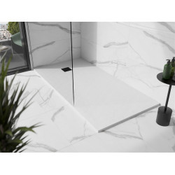 Mexen Stone+   SMC zuhanytálca 160 x 70 cm, fehér ,  takaró fekete - 44107016-B Kompozit zuhanytálca Kompozit zuhanytálca