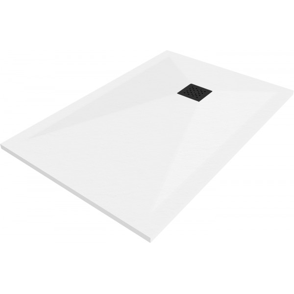Mexen Stone+   SMC zuhanytálca 90 x 80 cm, fehér ,  takaró fekete - 44108090-B Kompozit zuhanytálca Kompozit zuhanytálca