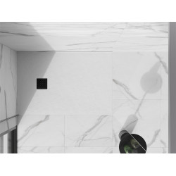 Mexen Stone+   SMC zuhanytálca 110 x 90 cm, fehér ,  takaró fekete - 44109011-B Kompozit zuhanytálca Kompozit zuhanytálca