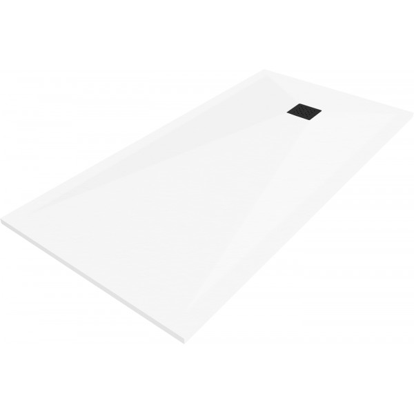 Mexen Stone+   SMC zuhanytálca 180 x 90 cm, fehér ,  takaró fekete - 44109018-B Kompozit zuhanytálca Kompozit zuhanytálca