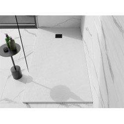 Mexen Stone+   SMC zuhanytálca 160 x 100 cm, fehér ,  takaró fekete - 44101016-B Kompozit zuhanytálca Kompozit zuhanytálca