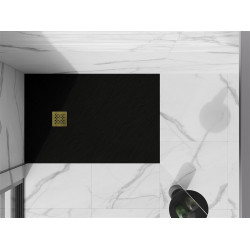 Mexen Stone+   SMC zuhanytálca 80 x 70 cm,  fekete ,  takaró arany - 44707080-G Kompozit zuhanytálca Kompozit zuhanytálca