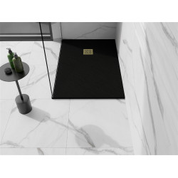 Mexen Stone+   SMC zuhanytálca 80 x 70 cm,  fekete ,  takaró arany - 44707080-G Kompozit zuhanytálca Kompozit zuhanytálca