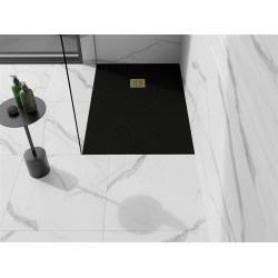 Mexen Stone+   SMC zuhanytálca 120 x 70 cm,  fekete ,  takaró arany - 44707012-G Kompozit zuhanytálca Kompozit zuhanytálca