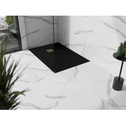 Mexen Stone+   SMC zuhanytálca 120 x 70 cm,  fekete ,  takaró arany - 44707012-G Kompozit zuhanytálca Kompozit zuhanytálca