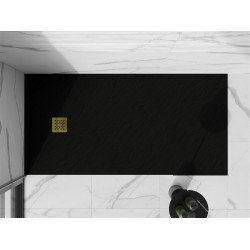 Mexen Stone+   SMC zuhanytálca 160 x 70 cm,  fekete ,  takaró arany - 44707016-G Kompozit zuhanytálca Kompozit zuhanytálca