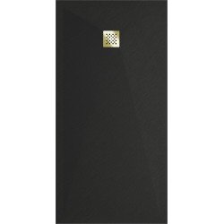 Mexen Stone+   SMC zuhanytálca 160 x 70 cm,  fekete ,  takaró arany - 44707016-G Kompozit zuhanytálca Kompozit zuhanytálca