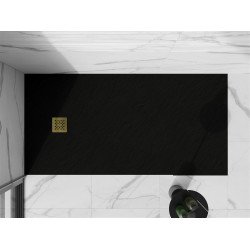 Mexen Stone+   SMC zuhanytálca 160 x 70 cm,  fekete ,  takaró arany - 44707016-G Kompozit zuhanytálca Kompozit zuhanytálca