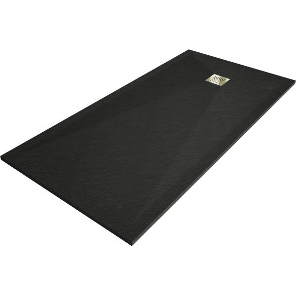 Mexen Stone+   SMC zuhanytálca 160 x 80 cm,  fekete ,  takaró arany - 44708016-G Kompozit zuhanytálca Kompozit zuhanytálca