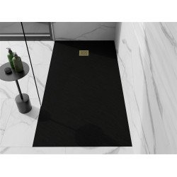 Mexen Stone+   SMC zuhanytálca 160 x 80 cm,  fekete ,  takaró arany - 44708016-G Kompozit zuhanytálca Kompozit zuhanytálca
