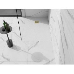 Mexen Stone+   SMC zuhanytálca 80 x 70 cm, fehér ,  takaró arany - 44107080-G Kompozit zuhanytálca Kompozit zuhanytálca