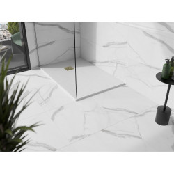 Mexen Stone+   SMC zuhanytálca 90 x 70 cm, fehér ,  takaró arany - 44107090-G Kompozit zuhanytálca Kompozit zuhanytálca