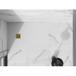 Mexen Stone+   SMC zuhanytálca 90 x 80 cm, fehér ,  takaró arany - 44108090-G Kompozit zuhanytálca Kompozit zuhanytálca