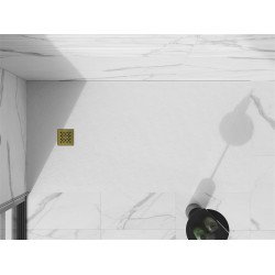 Mexen Stone+   SMC zuhanytálca 160 x 80 cm, fehér ,  takaró arany - 44108016-G Kompozit zuhanytálca Kompozit zuhanytálca