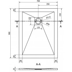 Mexen Stone+   SMC zuhanytálca 90 x 70 cm,  fekete ,  takaró fekete - 44707090-B Kompozit zuhanytálca Kompozit zuhanytálca