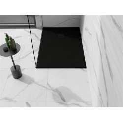 Mexen Stone+   SMC zuhanytálca 90 x 80 cm,  fekete ,  takaró fekete - 44708090-B Kompozit zuhanytálca Kompozit zuhanytálca