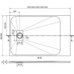 Mexen Hugo   SMC zuhanytálca  120 x 90 cm, fehér ,  takaró inox - 42109012-X Kompozit zuhanytálca Kompozit zuhanytálca