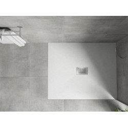 Mexen Hugo   SMC zuhanytálca  120 x 100 cm, fehér ,  takaró inox - 42101012-X Kompozit zuhanytálca Kompozit zuhanytálca