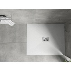 Mexen Hugo   SMC zuhanytálca  120 x 100 cm, fehér ,  takaró inox - 42101012-X Kompozit zuhanytálca Kompozit zuhanytálca