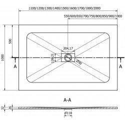 Mexen Hugo   SMC zuhanytálca  120 x 100 cm, fehér ,  takaró inox - 42101012-X Kompozit zuhanytálca Kompozit zuhanytálca