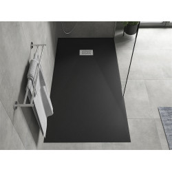 Mexen Hugo   SMC zuhanytálca  170 x 90 cm,  fekete ,  takaró inox - 42709017-X Kompozit zuhanytálca Kompozit zuhanytálca