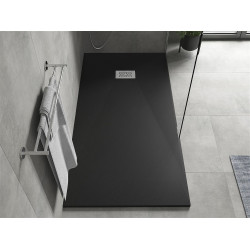 Mexen Hugo   SMC zuhanytálca  170 x 90 cm,  fekete ,  takaró inox - 42709017-X Kompozit zuhanytálca Kompozit zuhanytálca