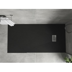Mexen Hugo   SMC zuhanytálca  170 x 90 cm,  fekete ,  takaró inox - 42709017-X Kompozit zuhanytálca Kompozit zuhanytálca