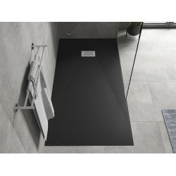 Mexen Hugo   SMC zuhanytálca  170 x 90 cm,  fekete ,  takaró inox - 42709017-X Kompozit zuhanytálca Kompozit zuhanytálca