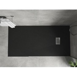 Mexen Hugo   SMC zuhanytálca  170 x 90 cm,  fekete ,  takaró inox - 42709017-X Kompozit zuhanytálca Kompozit zuhanytálca