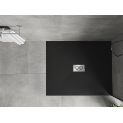 Mexen Hugo   SMC zuhanytálca  120 x 100 cm,  fekete ,  takaró inox - 42701012-X Kompozit zuhanytálca Kompozit zuhanytálca