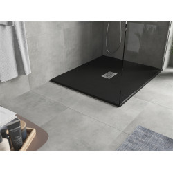 Mexen Hugo   SMC zuhanytálca  120 x 100 cm,  fekete ,  takaró inox - 42701012-X Kompozit zuhanytálca Kompozit zuhanytálca