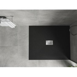 Mexen Hugo   SMC zuhanytálca  120 x 100 cm,  fekete ,  takaró inox - 42701012-X Kompozit zuhanytálca Kompozit zuhanytálca