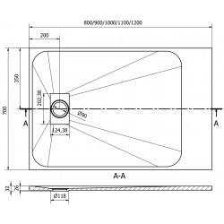 Mexen Hugo   SMC zuhanytálca  110 x 70 cm, fehér ,  takaró fekete - 42107011-B Kompozit zuhanytálca Kompozit zuhanytálca