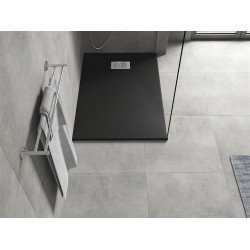 Mexen Hugo   SMC zuhanytálca  80 x 70 cm,  fekete ,  takaró inox - 42707080-X Kompozit zuhanytálca Kompozit zuhanytálca