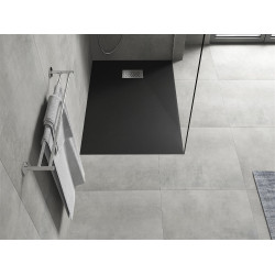 Mexen Hugo   SMC zuhanytálca  80 x 70 cm,  fekete ,  takaró inox - 42707080-X Kompozit zuhanytálca Kompozit zuhanytálca